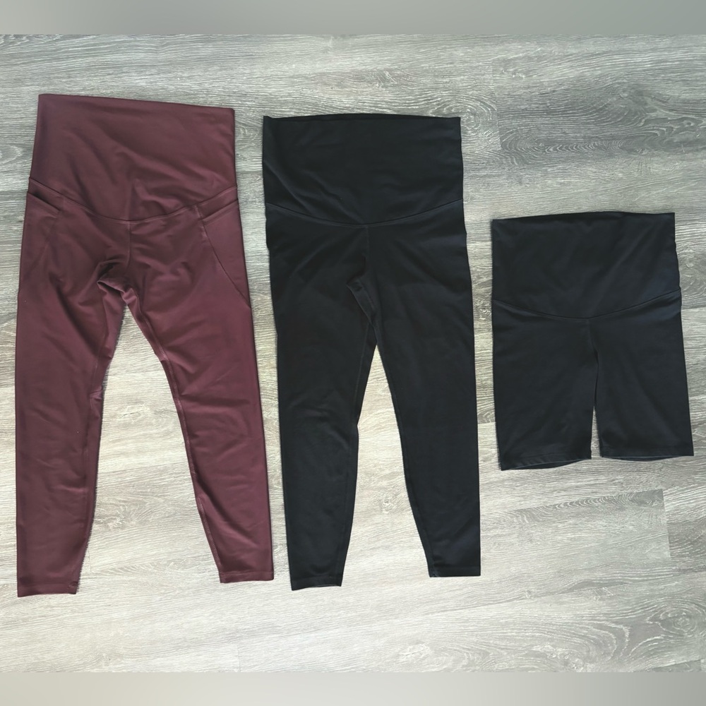 Old Navy Active maternity high rise leggings & bike shorts bundle size medium